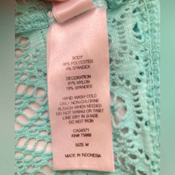 Hula Honey Turquoise Lacey Ruffled Open Back versatile Strap Bikini Top M EUC - Picture 14 of 14